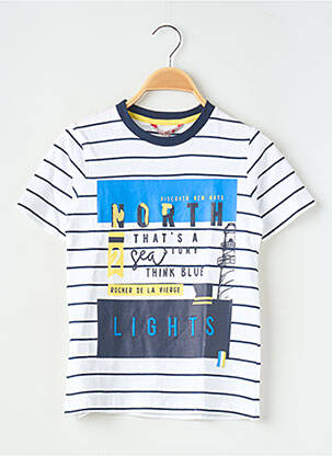Tricou croială dreaptă mâneci scurte alb BOBOLI băiat