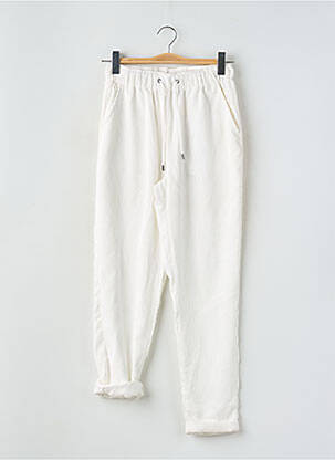 Pantalon drept talie elastică alb TEDDY SMITH femeie