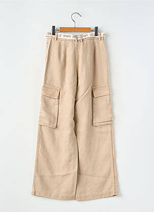 Pantalon cargo croială dreaptă bej LE TEMPS DES CERISES fată