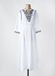 Rochie lungă guler în v mâneci 3/4 alb C'EST BEAU LA VIE femme