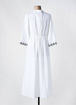 Rochie lungă guler în v mâneci 3/4 alb C'EST BEAU LA VIE femeie