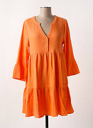 Rochie scurtă mâneci 3/4 mâneci 3/4 portocalie DEELUXE femeie