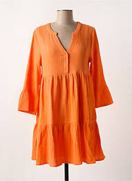 Rochie scurtă mâneci 3/4 mâneci 3/4 portocaliu DEELUXE femme