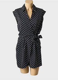 Salopetă scurtă țesătură poplin mâneci scurte negru MOLLY BRACKEN femme