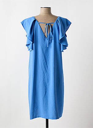 Rochie midi mâneci scurte mâneci scurte albastru MOLLY BRACKEN femeie