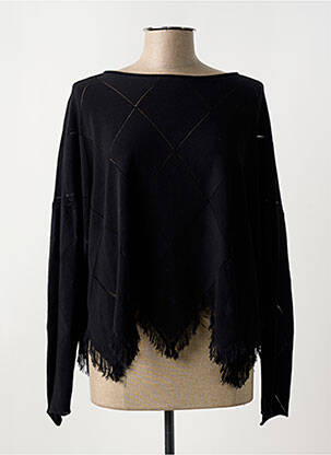 Pulover tunică elasticitate mâneci lungi negru HIGH femeie
