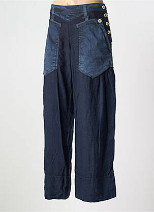 Pantalon drept țesătură poplin mărime normală albastru HICH USE femeie