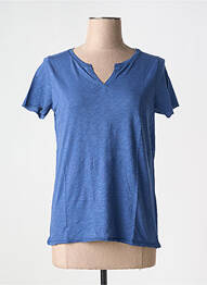 Tricou guler în v mâneci scurte albastru HARTFORD femme