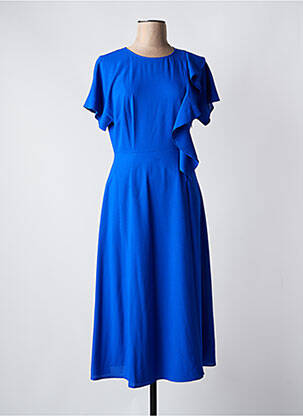 Rochie midi țesătură crep mâneci scurte albastru ESSENTIEL ANTWERP femeie