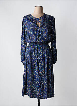 Rochie midi imprimeu fantezie mâneci lungi albastru BELLEROSE femeie