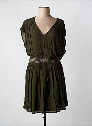 Rochie midi croială fluidă mâneci scurte verde LOUIZON femeie