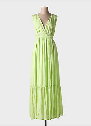 Rochie lungă croială cambrată bretele subțiri verde SCOTCH & SODA femeie