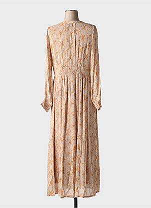 Rochie lungă mâneci lungi mâneci lungi bej INDI & COLD femeie