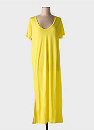 Rochie lungă mâneci scurte mâneci scurte galben ABSOLUT CASHMERE femeie
