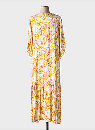 Rochie lungă croială evazată mâneci 3/4 galben LA REINE TRICOTE femeie