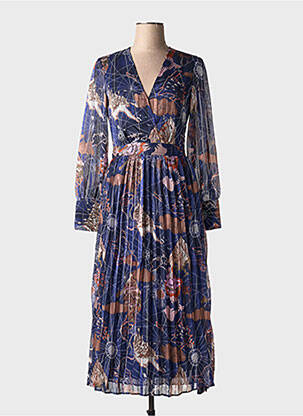 Rochie midi imprimeu fantezie mâneci lungi albastru SCOTCH & SODA femeie