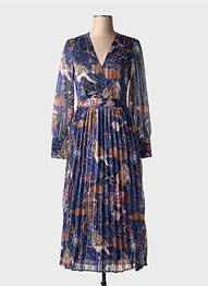 Rochie midi imprimeu fantezie mâneci lungi albastru SCOTCH & SODA femeie