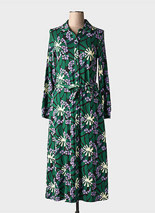 Rochie lungă imprimeu fantezie mâneci lungi verde ZILCH femeie