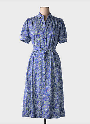 Rochie midi imprimeu fantezie mâneci scurte albastru ZILCH femeie
