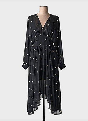 Rochie midi mâneci lungi mâneci lungi negru IDANO femeie