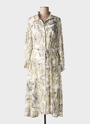 Rochie lungă mâneci lungi mâneci lungi bej MSCH COPENHAGEN femeie