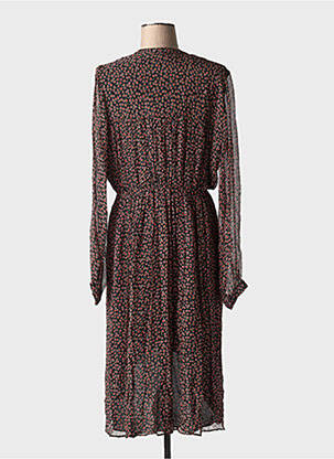 Rochie midi imprimeu floral mâneci lungi negru IDANO femeie
