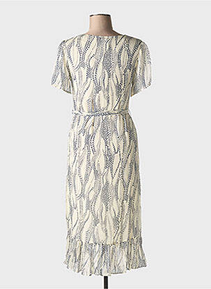 Rochie midi țesătură crep mâneci scurte bej IDANO femeie