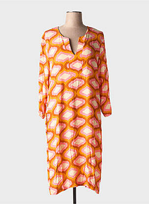 Rochie midi croială fluidă mâneci lungi portocalie TOUPY femeie