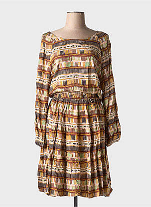 Rochie midi imprimeu fantezie mâneci lungi maro JOHANNA PARIS femeie