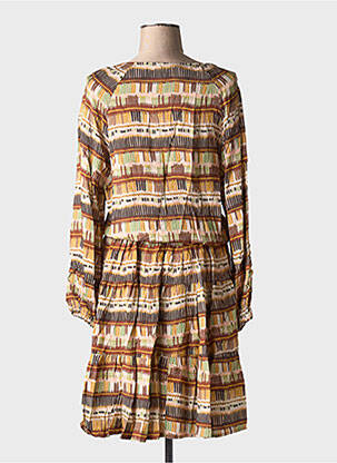 Rochie midi imprimeu fantezie mâneci lungi maro JOHANNA PARIS femeie