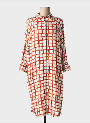 Rochie midi croială fluidă mâneci lungi portocalie ZILCH femeie