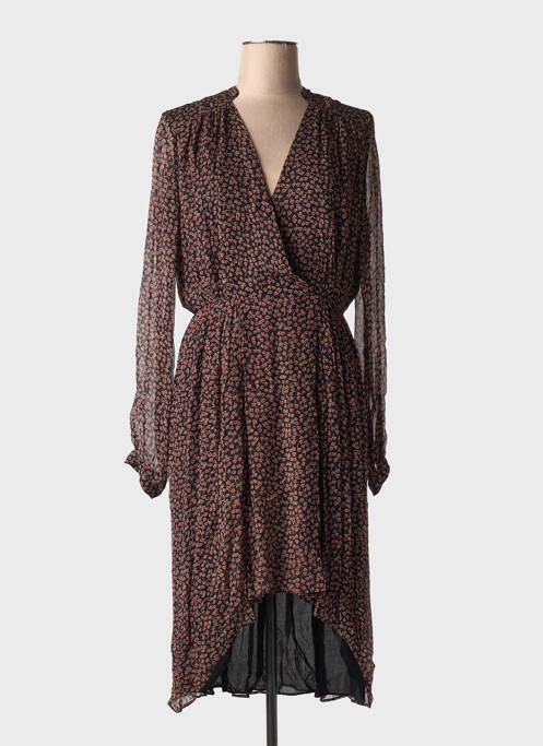 Rochie midi imprimeu floral mâneci lungi negru IDANO femme