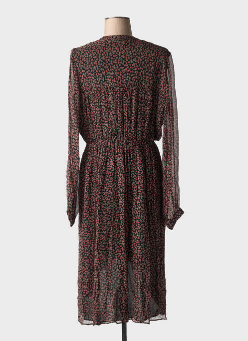 Rochie midi imprimeu floral mâneci lungi negru IDANO femme