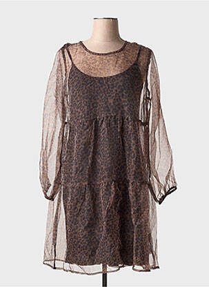 Rochie scurtă croială fluidă mâneci lungi maro CREAM femeie