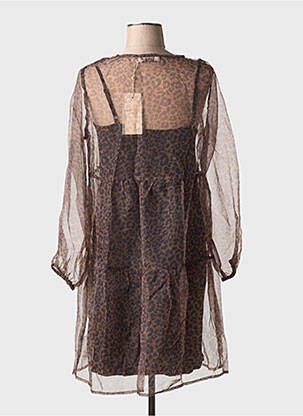 Rochie scurtă croială fluidă mâneci lungi maro CREAM femeie