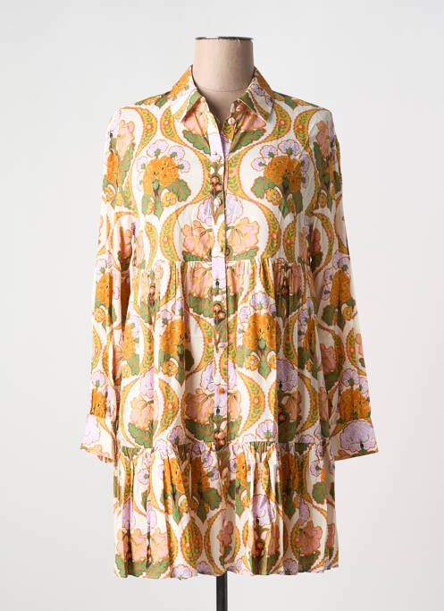 Rochie scurtă croială evazată mâneci lungi portocaliu IDANO femme