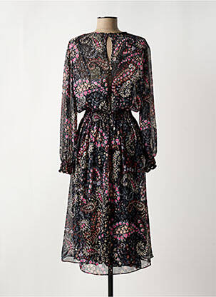 Rochie midi imprimeu floral mâneci lungi negru TOUPY femeie