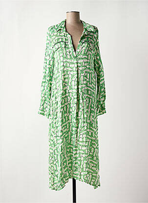 Rochie lungă mâneci lungi mâneci lungi verde TOUPY femeie