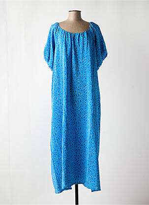 Rochie lungă mâneci scurte mâneci scurte albastru TOUPY femeie