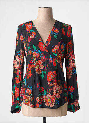 Bluză imprimeu floral mâneci lungi negru LA PETITE FRANCAISE femeie