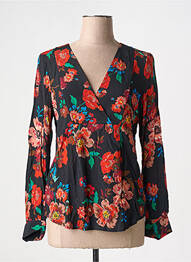 Bluză imprimeu floral mâneci lungi negru LA PETITE FRANCAISE femeie