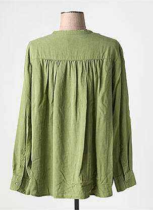 Bluză țesătură poplin mâneci lungi verde AMOUR femeie
