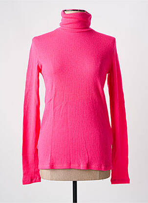Pulover cu guler înalt roz MAJESTIC FILATURES femeie