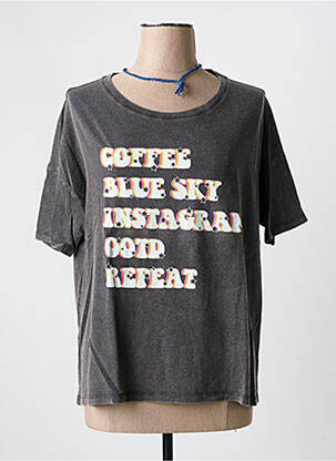 Tricou croială dreaptă mâneci scurte gri ONE TEE X VERONICA LOUBRY femeie