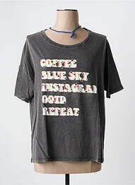 Tricou croială dreaptă mâneci scurte gri ONE TEE X VERONICA LOUBRY femme
