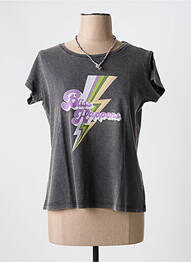 Tricou serigrafie mâneci scurte gri ONE TEE femme