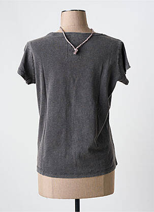 Tricou serigrafie mâneci scurte gri ONE TEE femeie