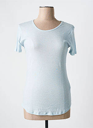 Tricou elasticitate mâneci scurte albastru MAJESTIC FILATURES femeie