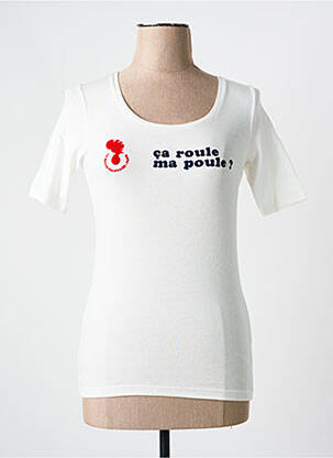 Tricou serigrafie flockată mâneci scurte alb LA PETITE FRANCAISE femeie