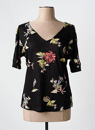 Tricou guler în v mâneci scurte negru YAYA femeie